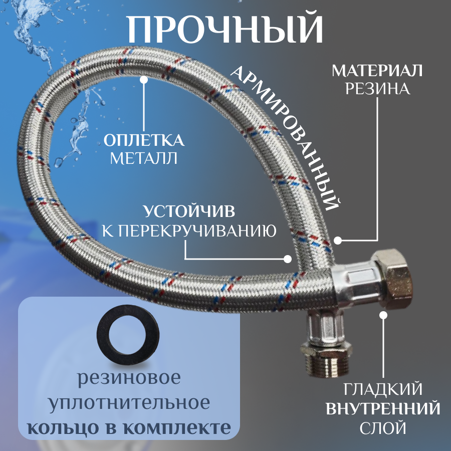 Шланг соединительный прямой "Thermofix" (прямой, 1,0 м.) (1/0"х1/0" г/ш) / Комплектующие для насосной станции, для гидроаккумулятора, для гидробака — фото 3