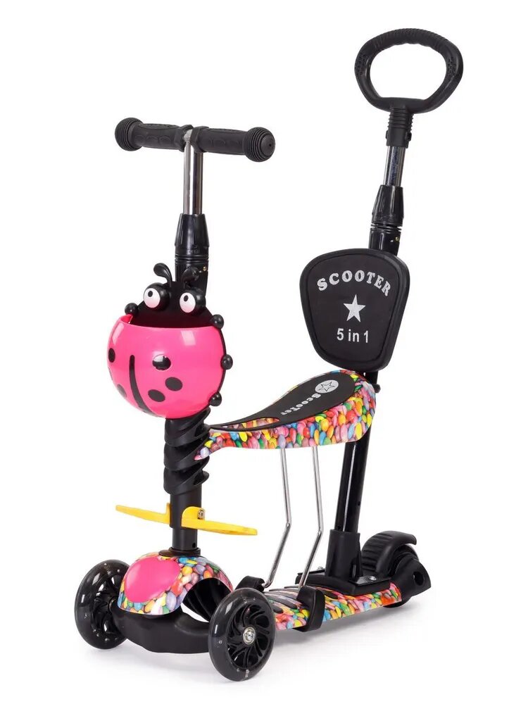 Детский самокат-беговел Scooter с сиденьем и регулировкой высоты руля.