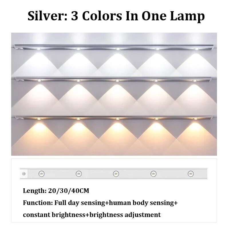 Беспроводной светодиодный ночник Xiaomi с датчиком движения, 50 см, 50CM, 3 Colors In One Lamp