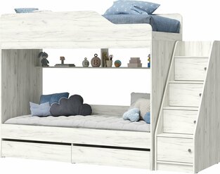 Двухъярусная кровать 80х180 Гранд, цвет дуб крафт белый/дуб крафт белый