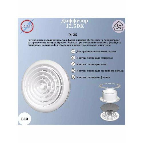 125DK Диффузор со стопорным кольцом и фланцем D125 355₽