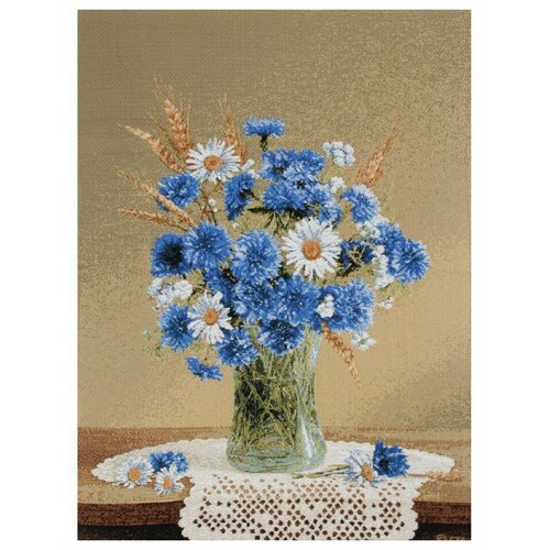 Картина Гобелен Лен 100 без рамки Васильки и ромашки 35Х50 700₽