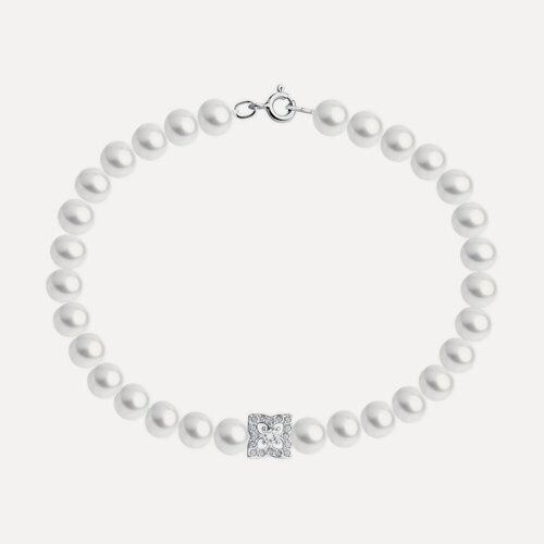 Изображение товара Браслет, белое золото, 585 проба, жемчуг, бриллиант, горный хрусталь