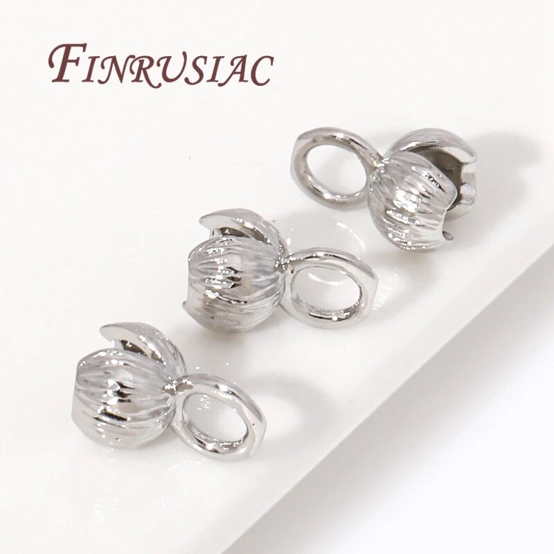 Обжимные бусины FINRUSIAC под золото 18К, Rhodium Plated