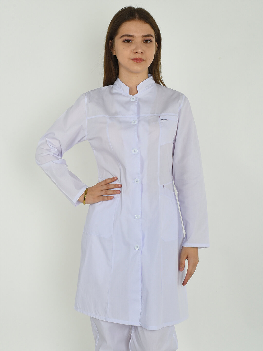 Медицинский халат "Изабелла", со стойким воротником — фото 1