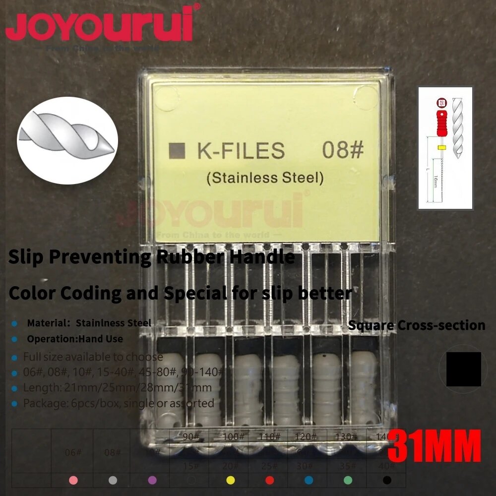 Набор эндодонтических инструментов JOYOURUI K-Files 08#, 6шт K-Files-31MM-08