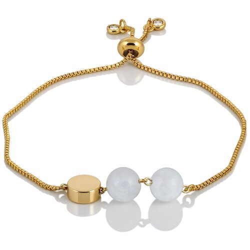 Браслет L'attrice, лунный камень, белый, золотистый женский дизайнерский браслет на руку с натуральным малахитом