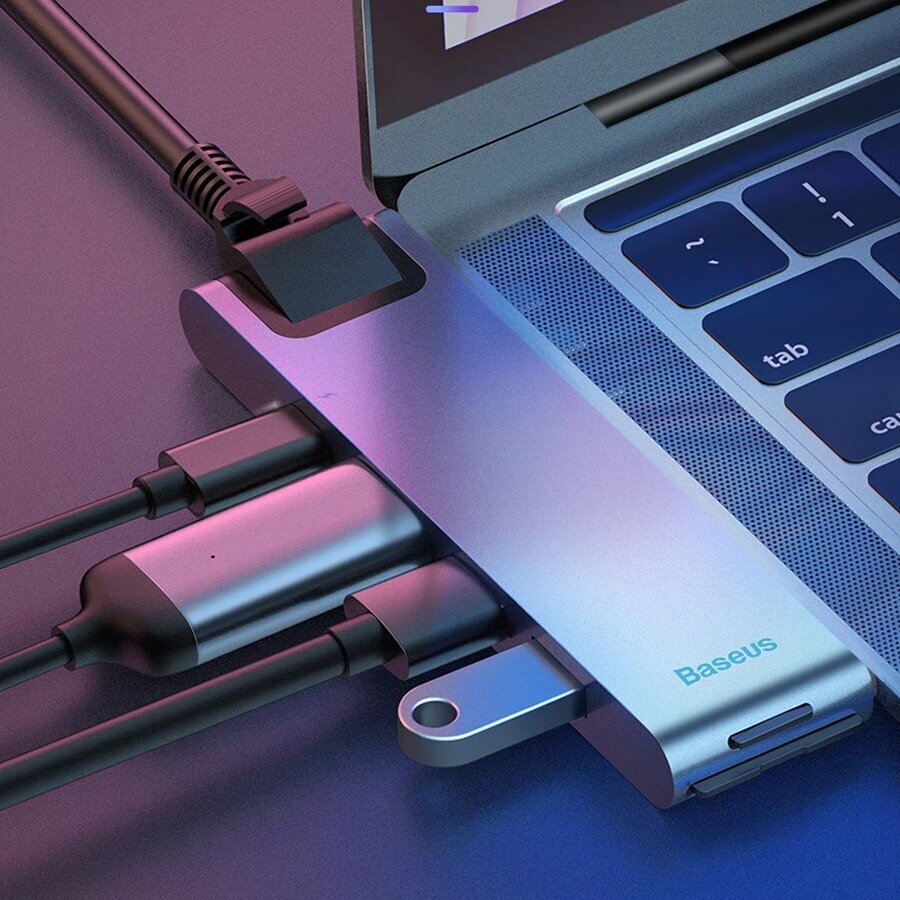 USB-концентратор Baseus (CAHUB-L0G) для MacBook Pro (Deep Grey) - фото №7