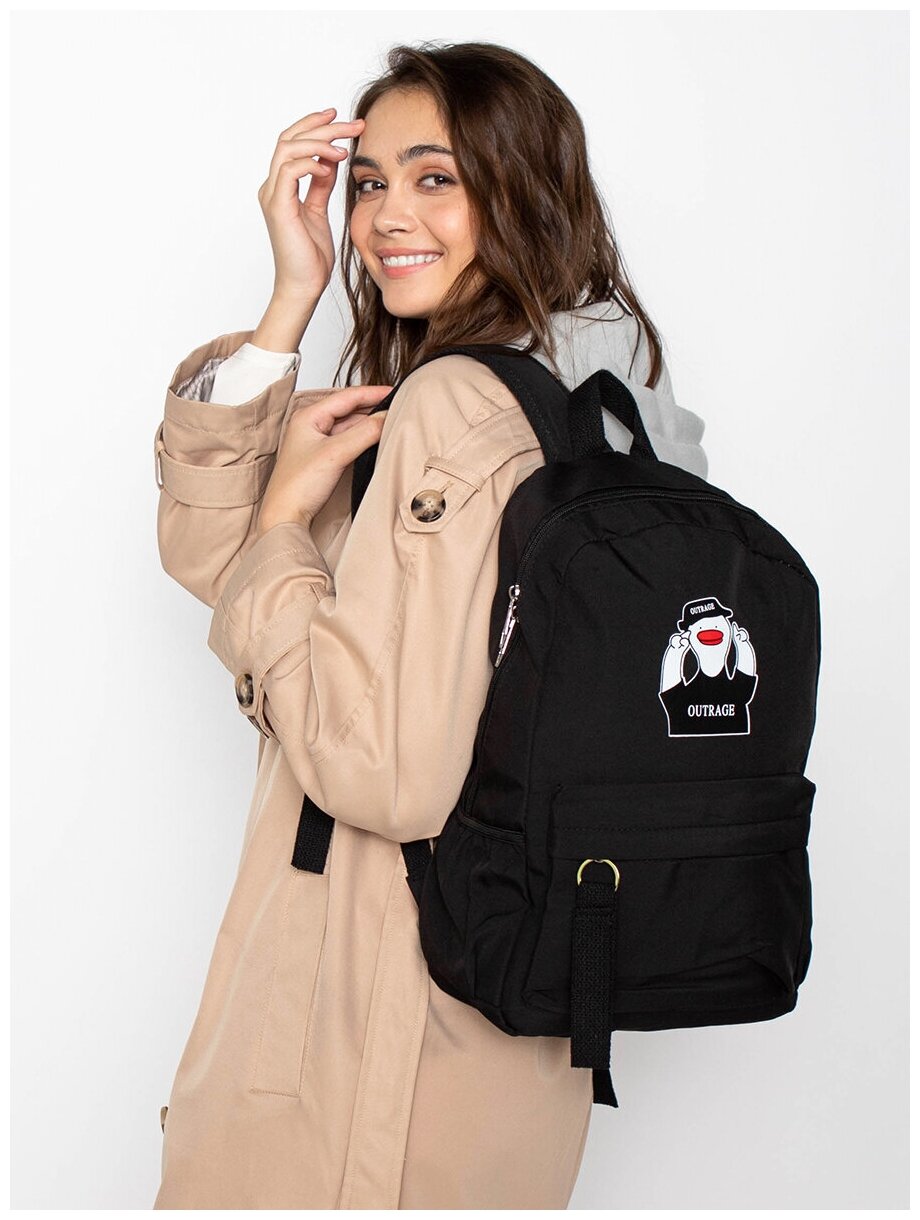 Рюкзак женский городской школьный спортивный для путешествий и прогулок черный текстильный