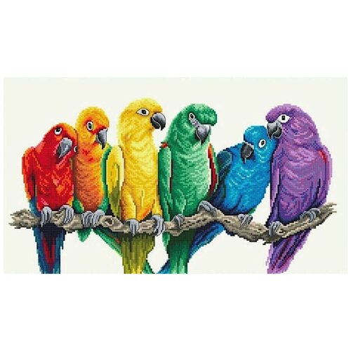 Набор для вышивания Сделано с любовью Яркая компания 25x40 см, Попугаи Птицы набор для вышивания сделано с любовью попугаи ара 24x46 см птицы