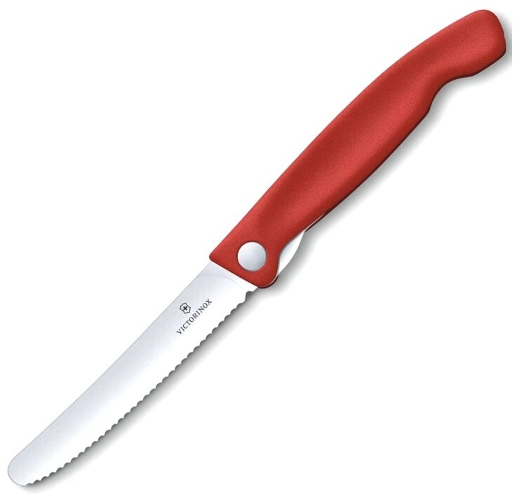 Нож Victorinox столовый, лезвие 11 см, серрейторная заточка, красный
