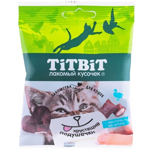 TiTBiT 20шт х 30г хрустящие подушечки для кошек с паштетом из утки