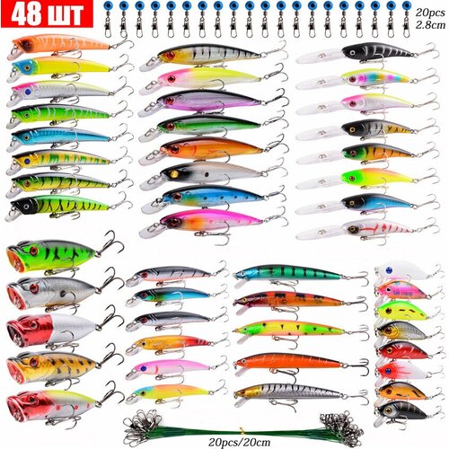 фото Воблеры рыболовный набор 48 шт не повторяющихся случайных воблеров разных размеров и веса full fishing