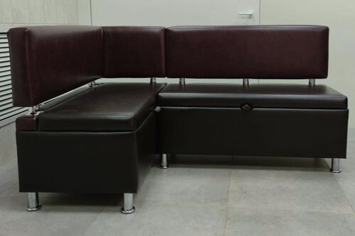 Изображение товара Кухонный диван Стайл угловой Коричневый Экокожа Правый, 170х114х88 см, с ящиком для белья