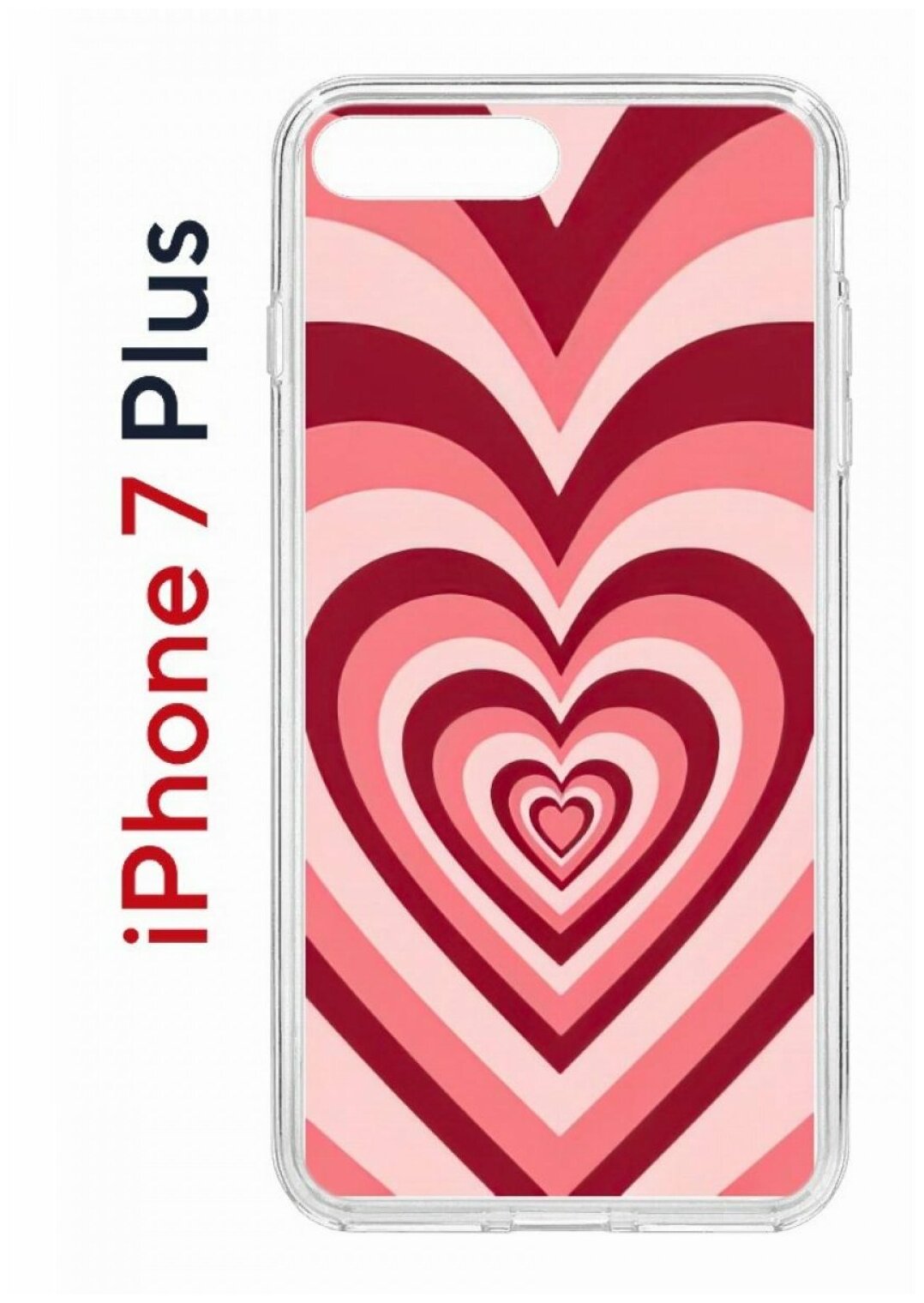 Чехол для iPhone 7 Plus Kruche Print Сердце,противоударный силиконовый бампер с рисунком,пластиковая накладка с защитой камеры