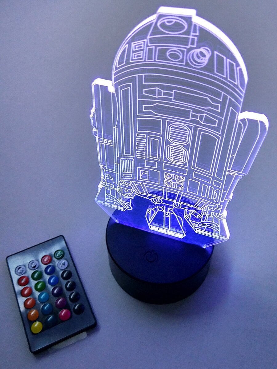 Настольный 3D-ночник R2-D2 Звездные войны (usb, 21,5 см) - фотография № 4