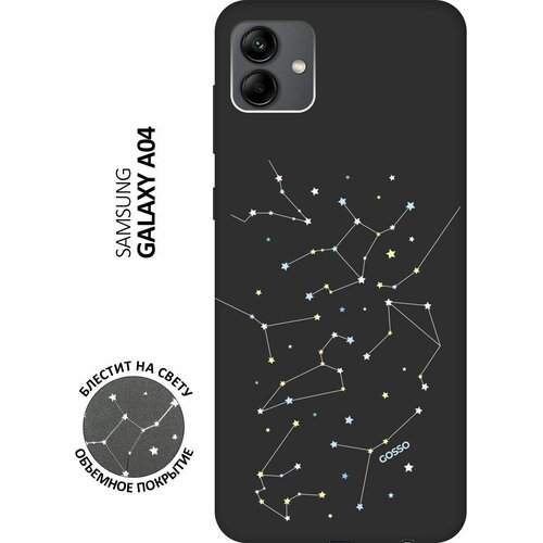 Матовый Soft Touch силиконовый чехол на Samsung Galaxy A04, Самсунг А04 с 3D принтом Constellations черный матовый soft touch силиконовый чехол на samsung galaxy a04 самсунг а04 с 3d принтом grand bull черный