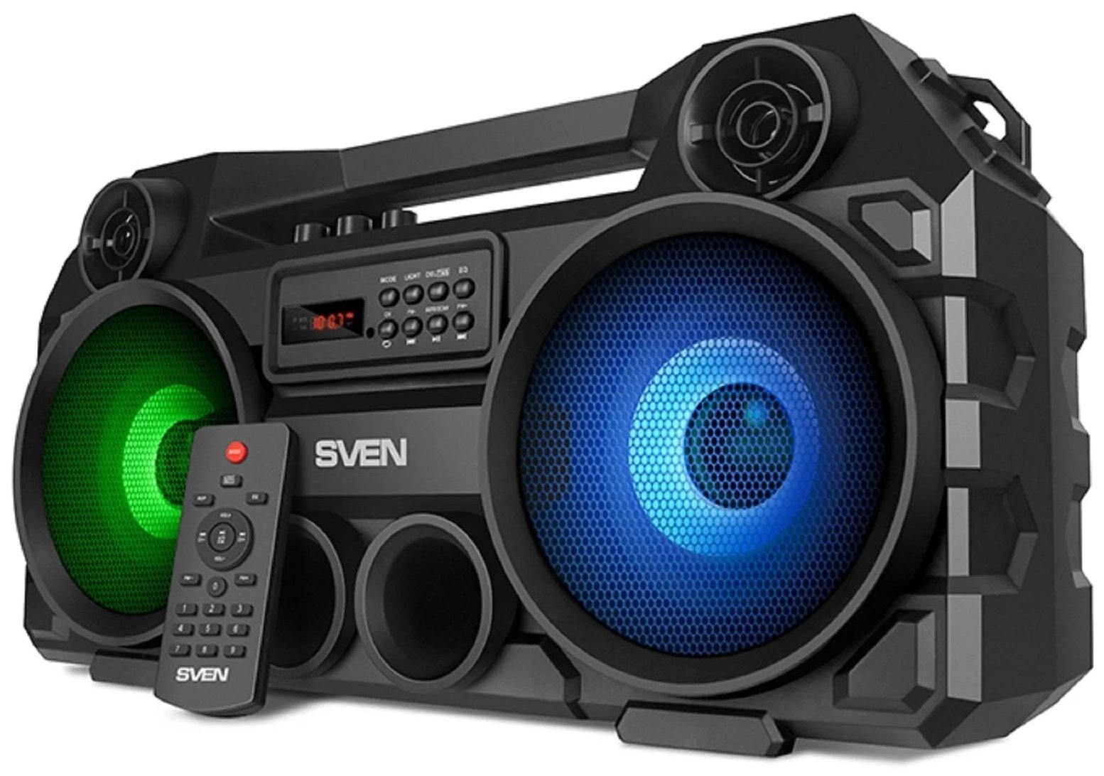 Портативная беспроводная Bluetooth колонка SVEN PS-580, 36 Вт, FM-радио, USB, microSD, LED-дисплей, пульт, 2х2000мА*ч