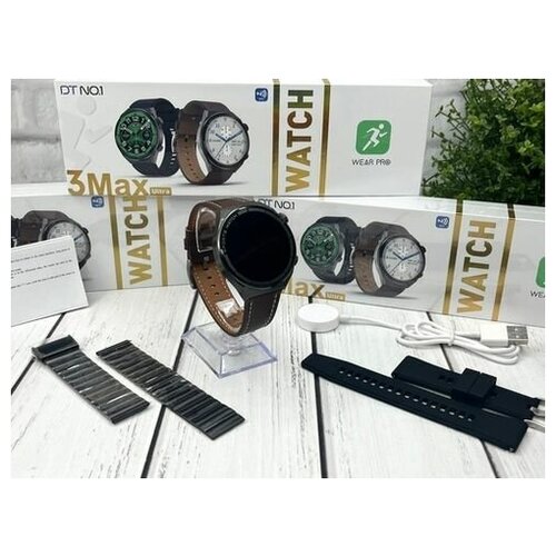 Черные умные смарт часы DT NO1 3 MAX ULTRA Smart Watch круглые мужские 46 мм наручные часы спортивные 289900₽