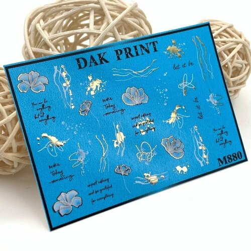 Металлизированные cлайдеры для маникюра (водные наклейки) для дизайна ногтей Цветы и линии