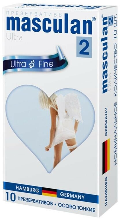 Ультратонкие презервативы Masculan Ultra 2 Fine с обильной смазкой - 10 шт. 19 см цвет не указан
