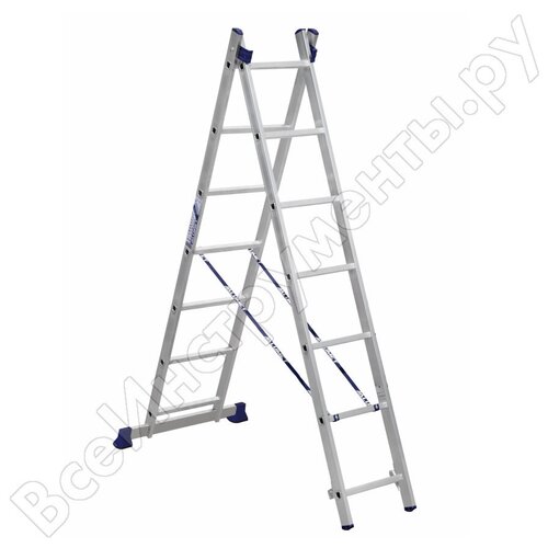 Лестница алюминиевая двухсекционная 2х7 5207 универсальная (Алюмет) лестница стремянка двухсторонняя длс2
