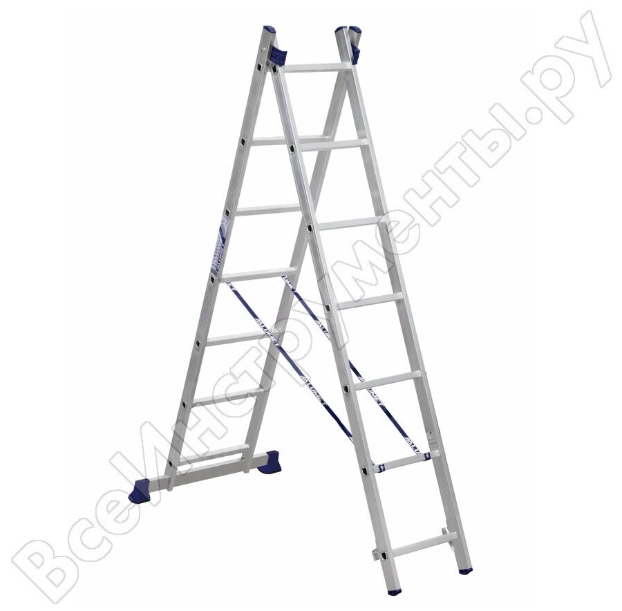 Алюмет Лестница двухсекционная универсальная алюминиевая. Серия H2 5207