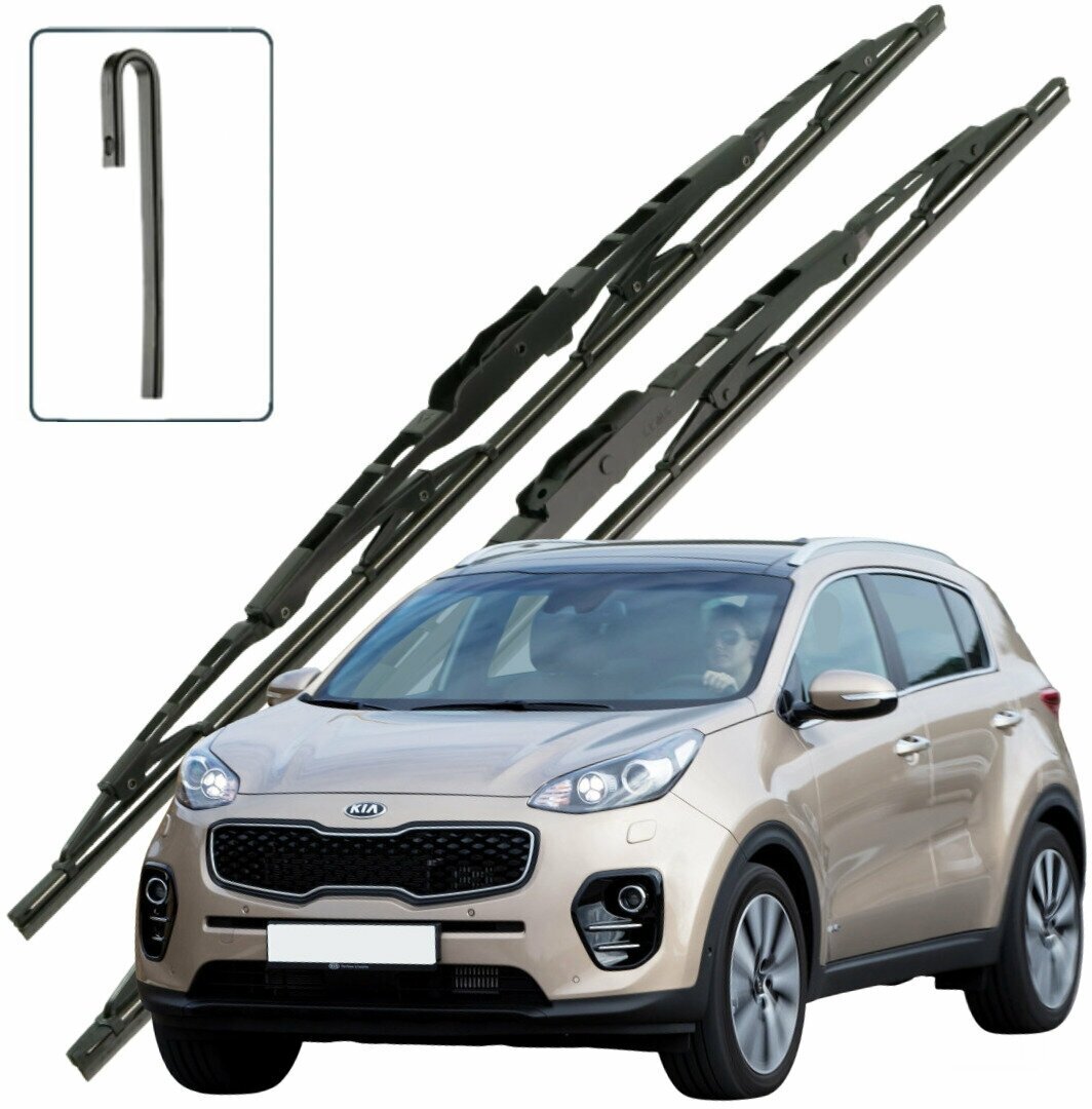 Дворники Kia Sportage (4) QL / Киа Спортейдж 5 дв. 2016 / 2017 / 2018 / 2019 Щетки стеклоочистителя каркасные для автомобиля 650мм-400мм к-т 2шт.