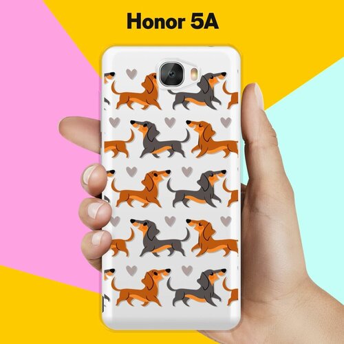 Силиконовый чехол на Honor 5A Узор из такс / для Хонор 5А силиконовый чехол узор из такс на honor 30s