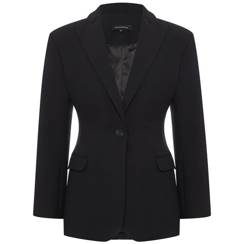 Пиджак NIKONOROVA, средней длины, силуэт прилегающий, размер S, черный