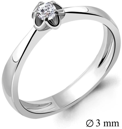 Кольцо AQUAMARINE кольцо из серебра 63257, серебро, 925 проба, родирование, размер 16.5, бесцветный
