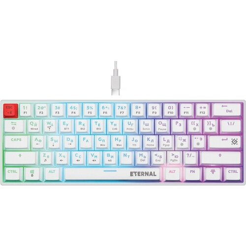 DEFENDER Eternal GK-019 RU, RGB, 3в1, 61кнопок, белый клавиатура defender eternal gk 019 ru белая rgb 3в1 61кнопока механическая