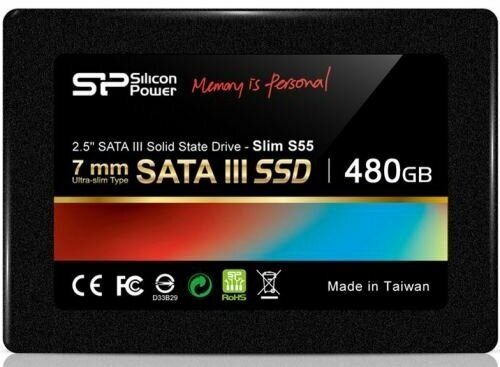 Накопитель SSD 2.5' Silicon Power SP480GBSS3S55S25 Slim S55 480GB SATA 6Gb/s 560/530MB/s MTBF 1.5M