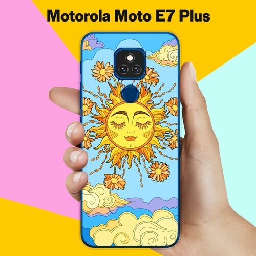 Силиконовый чехол на Motorola Moto E7 Plus Солнце / для Моторола Мото Е7 Плюс силиконовый чехол на motorola moto e7 plus цветочки для моторола мото е7 плюс