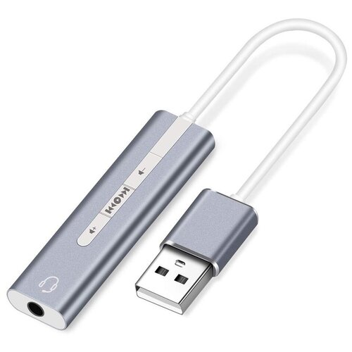 Внешняя звуковая карта Orient AU-04PL адаптер USB на гнездо 3.5мм для гарнитур и наушников - серебристый