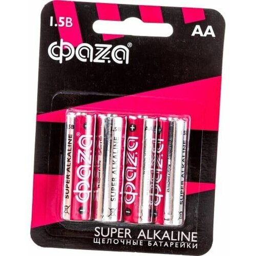 батарейки солевые фaza тип d 1 5в 6 упаковок по 2 шт Батарейки щелочные ФAZA - тип AA, 1.5В, 4 шт. в упаковке