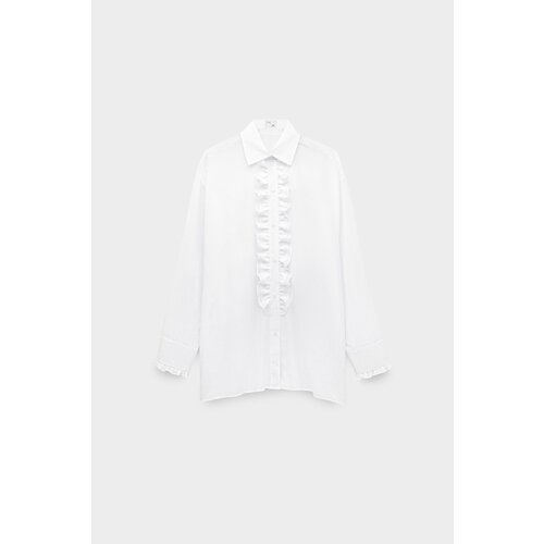 фото Рубашка alpe cashmere, свободный силуэт, длинный рукав, размер 40, белый
