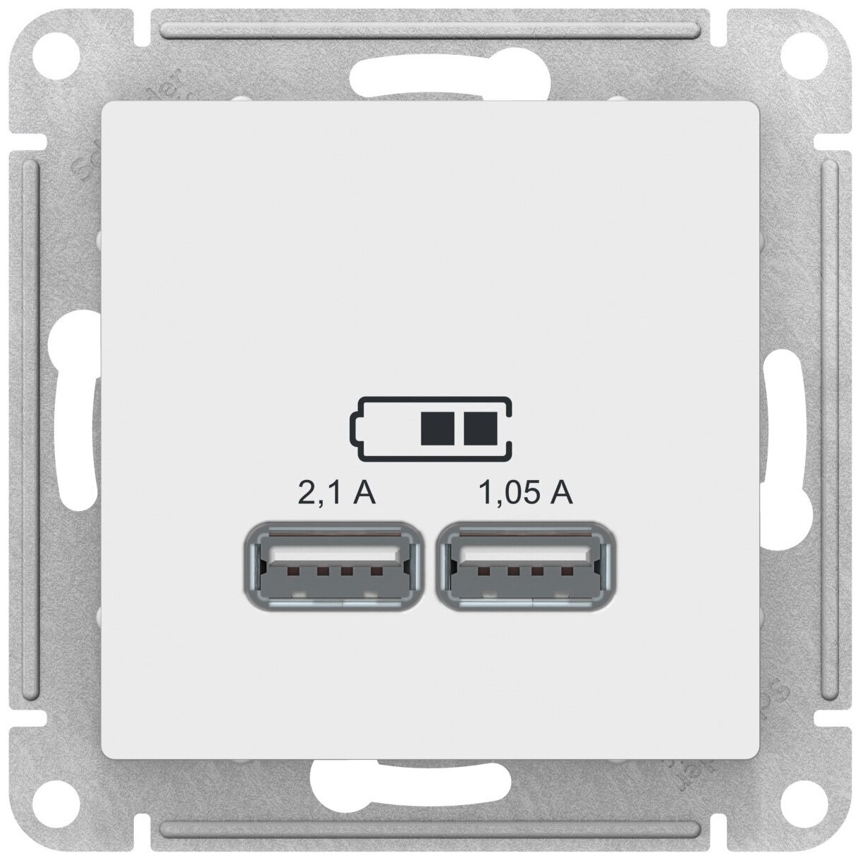 SE AtlasDesign Бел Розетка USB 5В 1 порт x 21 А 2 порта х 105 А механизм (комплект 6)