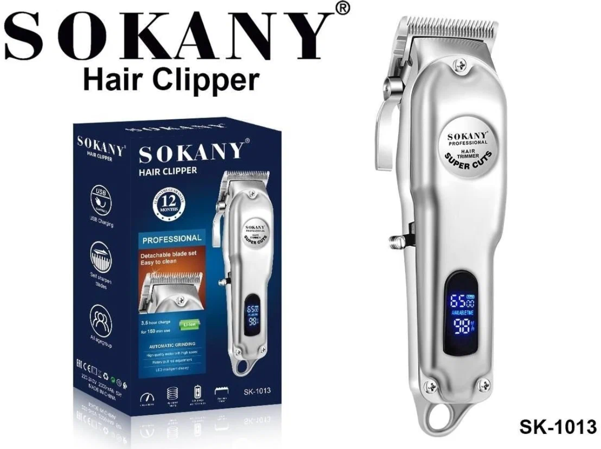 Профессиональная машинка триммер для стрижки волос / Триммер для бороды и усов /Универсальный с LED дисплеем SOKANY SK-1013