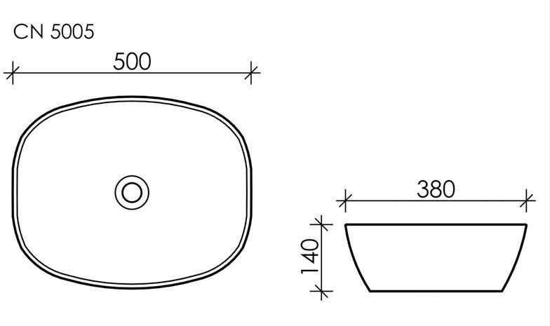 Умывальник чаша накладная овальная Element 500*380*140мм CN5005