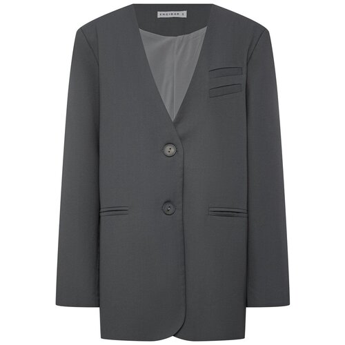 Пиджак ENGIBAR, средней длины, силуэт прямой, размер M, серый