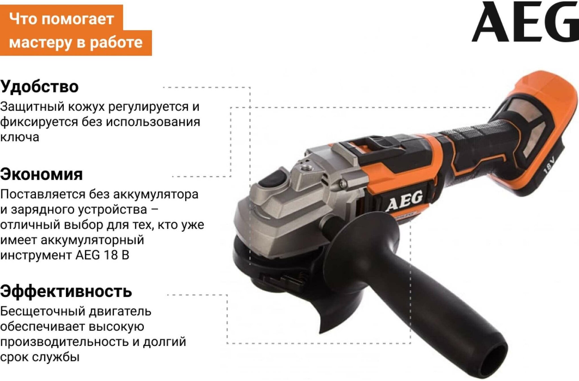 Бесщеточная угловая шлифмашина AEG - фото №16