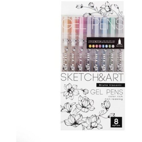 Набор гелевых ручек 8 цветов SKETCH&ART Uni Write.METALLIC, 0,8 мм