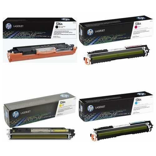 HP Картриджи комплектом HP CE312A-CE313A-CE311A-CE310A 126A полный набор картридж sakura ce312a cf352a для hp laserjet pro cp1025 laserjet pro m175a laserjet pro m177fw laserjet pro m275 1000 стр желтый