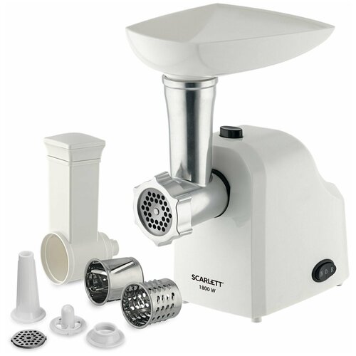 Мясорубка SCARLETT SC-MG45M20 1800 Вт производительность 2 кгмин 4 насадки реверс пластик белая 961200₽