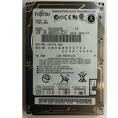 Жесткий диск Fujitsu CA06297-B413 30Gb 4200 IDE 2,5 HDD жесткий диск fujitsu ca06297 b23800c1 80gb 4200 ide 2 5 hdd