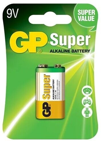 GP Super Alkaline 9V Крона (4891199002311) Алкалиновая батарейка GP Super Alkaline 9V Крона - 1 шт. на блистере 4891199002311