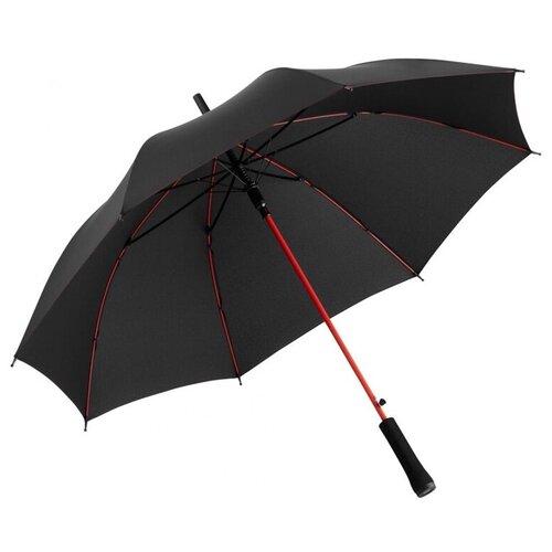Зонт-трость FARE Colorline с цветными спицами и куполом из переработанного пластика, черный/красный