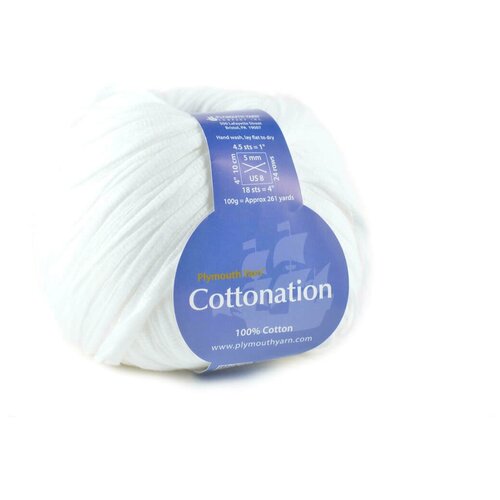 фото Пряжа ленточная cottonation 100% хлопок, 240м./100гр, col.100 plymouth yarn