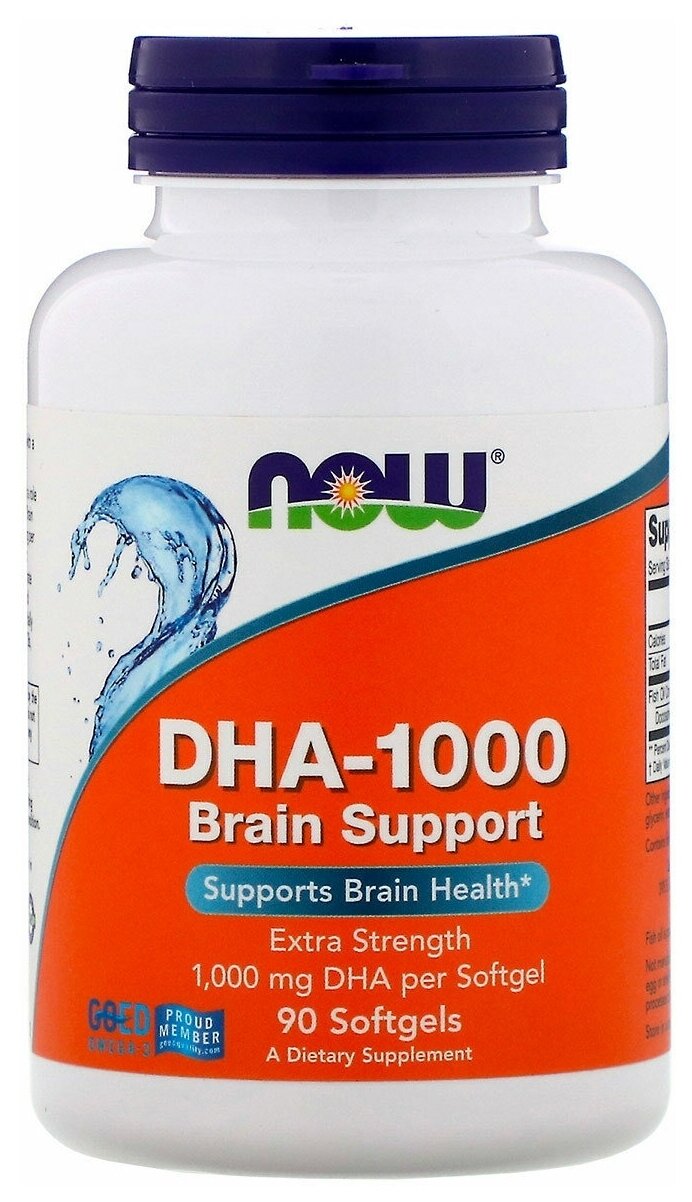 Капсулы NOW DHA-1000 Brain Support, 260 г, 90 шт.